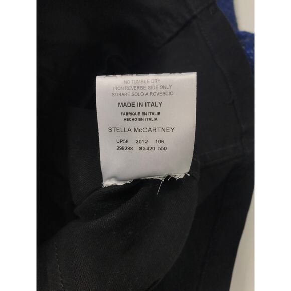 Stella McCartney Black Denim Mixed Blue Wool Sleeves Zip Jacket 44/ Medium - Picture 10 of 11